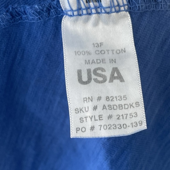 Fresh Produce Blue Cotton Shift Dress XXL 3/4 Sleeve Made USA Pockets - Picture 4 of 6